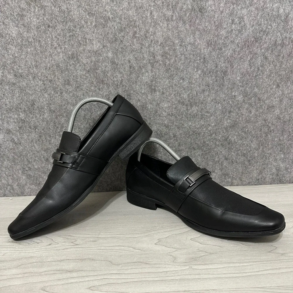 Calvin Klein Men's‎ Jameson Loafers Black Leather Buckle Dress Shoes Size 9.5